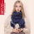 上海故事羊毛围巾女士冬季韩版高档双面围脖披肩送礼新品 藏蓝