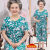 御仕达奶奶短袖套装宽松60-70岁老年人夏装女80老太太衣服妈妈装两件套 花色1(蓝底白花) XL 建议70-斤