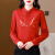 麦妮兰新年穿的新中式上衣国风妈妈复古盘扣刺绣长袖打底衫女秋冬 红色 M 110斤内