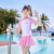 许棋杏儿童泳衣女童分体裙式泳装女孩3-12岁保守甜美学生套装 粉色 L(建议95-110cm)30-40斤