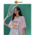 B.Duck小黄鸭女装短袖T恤夏季新款宽松流光炫彩针织酷t 粉红色 XL