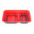 冰禹 BY-7521 一次性餐盒打包盒 外卖快餐饭盒 塑料餐盒食品盒 红黑 1000三格*500个带盖