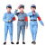 谋福 演出服志表演服 长征合唱服装 蓝色红军短袖套装 170cm 