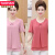 TAO HAN中年女士短袖恤母亲装夏装大尺码宽松-岁上衣纯色新款雪纺衫 (单件_上衣]皮红色 XL