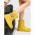 热风麦官方雨鞋女款时尚款洋气卡通外穿中筒防滑学生耐磨雨靴胶鞋防水鞋 黄色 36