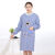 棉老粗布围裙长袖厨房韩版时尚防油可爱罩衣男女工作服 棉车子蓝色