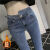 东刻牛仔裤女 矮个子裤子 紧身低腰蓝色20春季潮设计感显瘦小脚裤九分 蓝色 XL 建议116-130斤
