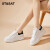 星期六（St&Sat）小白鞋2024新款春季透气显高低帮厚底ins百搭舒适女鞋 白黑色 36