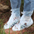 安达通 防雨鞋套 男女通用加厚底pvc透明雨鞋防水防汛防滑雨靴套  粉色 XL码（41-42） 