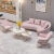 北欧简约办公室接待沙发 创意沙发卡座 服装店休息布艺沙发椅定制 四人沙发粉色绒布(2.35米)