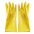 普舍（PUTSCHE）牛筋乳胶手套 水产行业餐厅宾馆防水防油耐刮擦加厚防护手套 黄色 M码