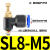 威尔克VRK 气动气管接头气缸调速阀SL系列可调节流阀调速阀 SL8-M5 节流阀