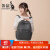 袋鼠双肩包女电脑包14英寸旅行背包新款潮流韩版时尚轻便大学生书包 黑色