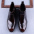 WOUFO雕花商务男士马丁靴 欧版高帮皮鞋 头层牛皮尖头时尚皮靴 酒红色 37码