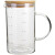 优思居量杯大容量水杯带刻度耐高温可微波厨房烘焙容器玻璃杯 500ml不带盖加厚款