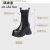 鸥诗洛（oushiluo）品牌内增高短靴女松糕厚底马丁靴秋冬款12厘米坡跟隐形显瘦烟筒靴 黑色（加绒内里） 33