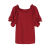 索宛亦（SUOWANYI）一字肩上衣女短袖雪纺衫2022夏季新款时尚气质潮流遮肚子百搭小 红色  S 建议85~100斤