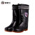 捷诺立（JNL）中筒雨靴 男士加绒加棉雨靴工矿劳保中帮雨鞋防水靴子黑色44码 Y51102
