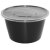 一次性餐盒圆形打包盒长方形饭盒加厚级塑料外卖盒冰粉碗带盖 750ml透明圆形（50套带盖）