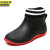 京洲实邦 黑色红底加保暖绒套防滑耐磨短筒雨靴JZSB-9270