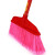 普利赛拉 商用老式扫帚物业木柄塑料丝扫把环卫清洁笤帚 红斜杆窄头硬毛四排