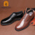 老人头(LAORENTOU)经典商务系带休闲低帮皮鞋时尚潮流英伦时尚男鞋 LQD863 黑色 40码