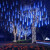 穗之语流星雨太阳能led灯七彩灯串灯满天星户外亮化挂树上装饰树灯 蓝色 双面发光-防水 30cm8根-间距0.5米(插电款可串