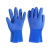 适配全浸塑防水橡胶杀鱼止滑防滑耐磨耐油加厚干活胶皮工作劳保用 加长35cm蓝磨砂手套（3双) 均码