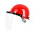 希凡里定制适用烧电焊防护罩脸部头戴式安全帽面罩焊工面屏焊帽子全脸打 透明面屏+支架+红色安全帽