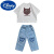 迪士尼女童装时髦套装洋气夏装2024新款童装夏款儿童衣服夏季运动两件套 白色T恤+蓝色裤子 120cm