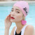 芭比时尚印花硅胶泳帽女长发防水不勒头大号女士游泳帽  粉色