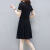 艾蔓婕（AIMANJIE）香港潮牌中长款连衣裙夏季新款时尚修身v领短袖t恤裙休闲洋气女裙 黑色 3XL （建议140-155斤）