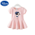 迪士尼（Disney）女童连衣裙夏装3岁女宝宝公主裙婴儿衣服夏季小童短袖洋气5儿童装 玫红色短袖连衣裙印双心 80码