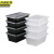 长方形一次性餐盒塑料外卖打包盒子JZSB-9311B 650ml黑色100套带盖