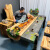 新中式养鱼流水茶台实木茶桌椅组合办公室原木家具禅意功夫茶几 香樟木客椅