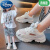 迪士尼（Disney）女童小白鞋夏款2024新款儿童运动网鞋中大童旋转纽扣镂空凉鞋网面 荧光绿 33 码鞋内长约20.6cm