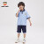 大嘴猴（PAUL FRANK）童装男童短袖POLO衫套装2024年夏季半袖中大儿童套装 天蓝 160 