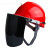约巢安全帽防护面罩头戴式电焊工带耐高温脸面部防尘用防农药飞溅面屏 黑色面屏+红色安全帽