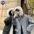 NASA GISS情侣装冬装ins大毛领连帽棉服男冬季2024新款加厚棉衣潮牌外套 黑色 L