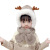 婴秀嘉玘冬天儿童帽子围巾一体 圣诞毛绒圣诞婴儿帽 宝宝护耳男女童圣 鹿角灰色 5岁以下
