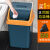 翻盖垃圾桶卫生间厨房卧室网红大容量厕所客厅宿舍带盖垃圾筒 北欧蓝+橙色压盖适 9.8L丨1个装丨带压盖单个桶适