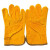 夏季单层大码黄色牛皮耐磨防烫电焊焊工劳动老保工作户外作业手套 金黄色 左手2只