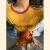 UXZP短袖t恤女显瘦正肩2024夏季闺蜜装俏皮活泼减龄盐甜网红复古港风T 姜黄色T恤+短裙 两件套 S
