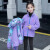 芭梵鼠女童外套春秋冬装加绒加厚洋气中大童冲锋衣外套 三合一5-15岁潮 紫色 160码建议身高150cm左右
