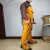 电焊工烧焊工作服焊接隔热防烫保护衣黄色专用衣 黄色背带裤前面 XXXL