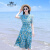 杜卡西（DEKASE）品牌连衣裙2023夏季新款气质收腰显瘦海边度假碎花沙滩裙 蓝色 M