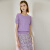 颜域（YANYEE）通勤圆领套头针织衫短袖2023年夏季纯色女装上衣修身 紫色 S/36