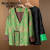 POOLO MEBRDON 保罗蒙巴登女装时尚气质通勤包重磅国风中式印花盘扣深V领外套 绿色 S