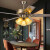 领王吊扇灯餐厅风扇吊灯52寸咖啡厅客厅卧室欧式带电扇一体的扇灯 木叶52寸-5灯-变频6档风-遥控