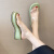 IFIZ松糕厚底坡跟拖鞋女2024夏季新款外穿简约仙女风透明一字带凉拖鞋 绿色 35